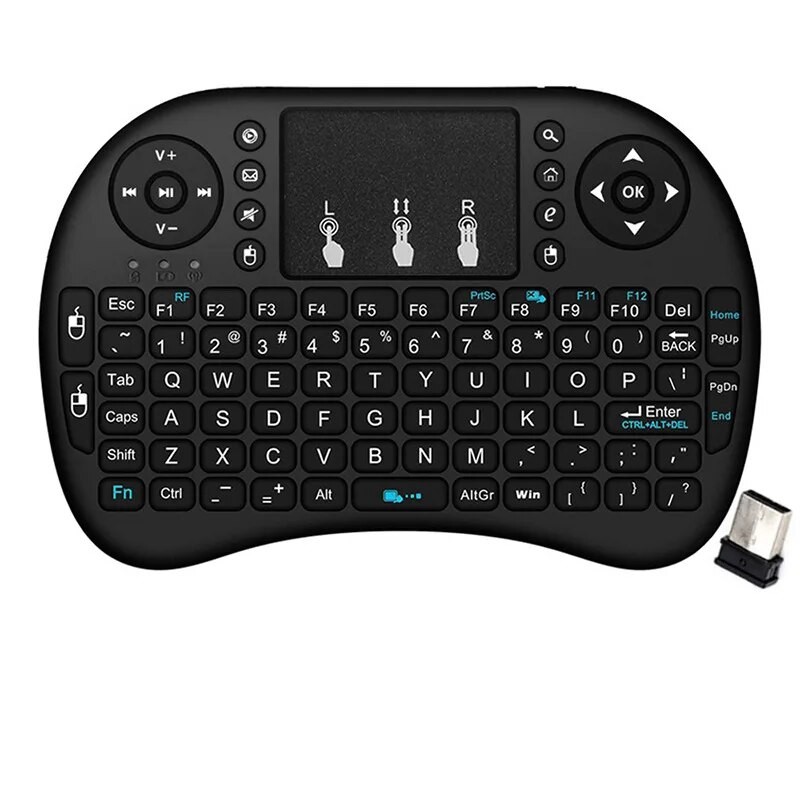 i8 Wireless Keyboard with Touchpad – 2.4GHz Mini English/Russian Keyboard & Aerial Mouse for Laptop, TV Box & Projector