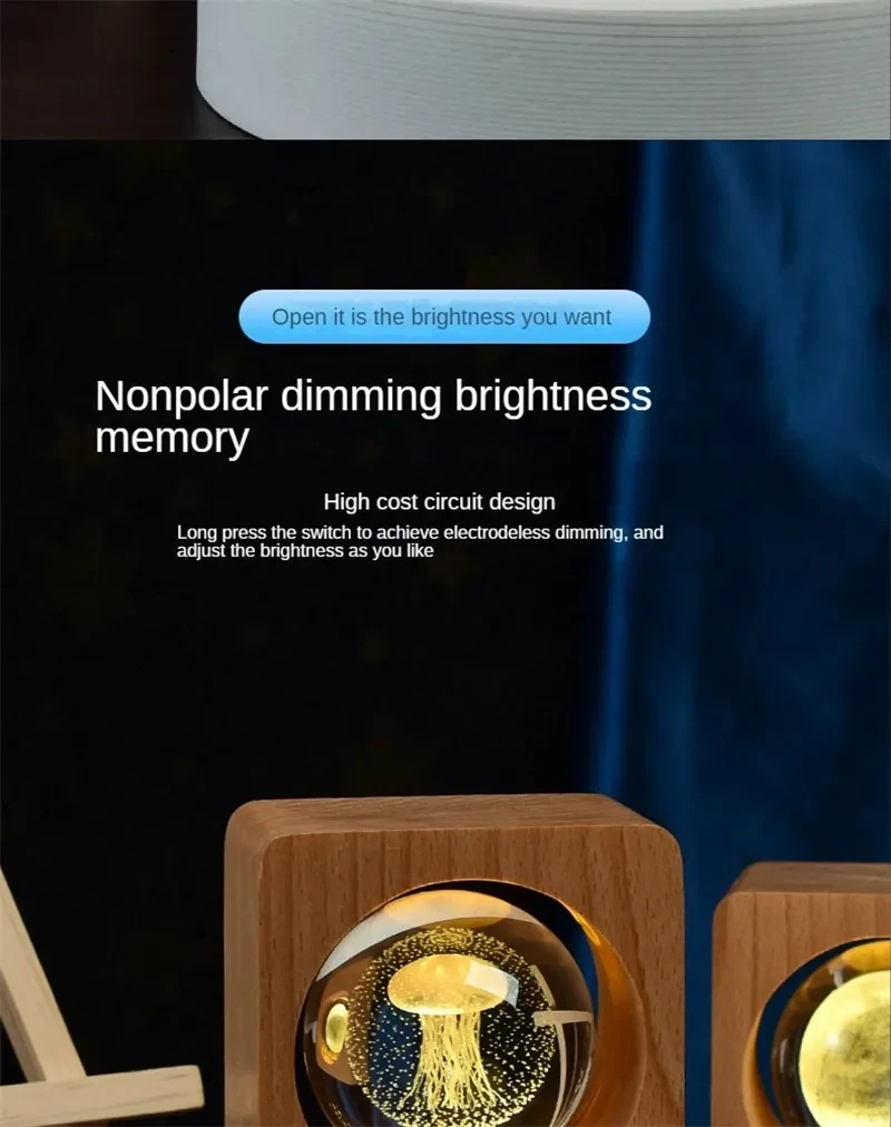 Beech Crystal Ball Night Light 3D Laser