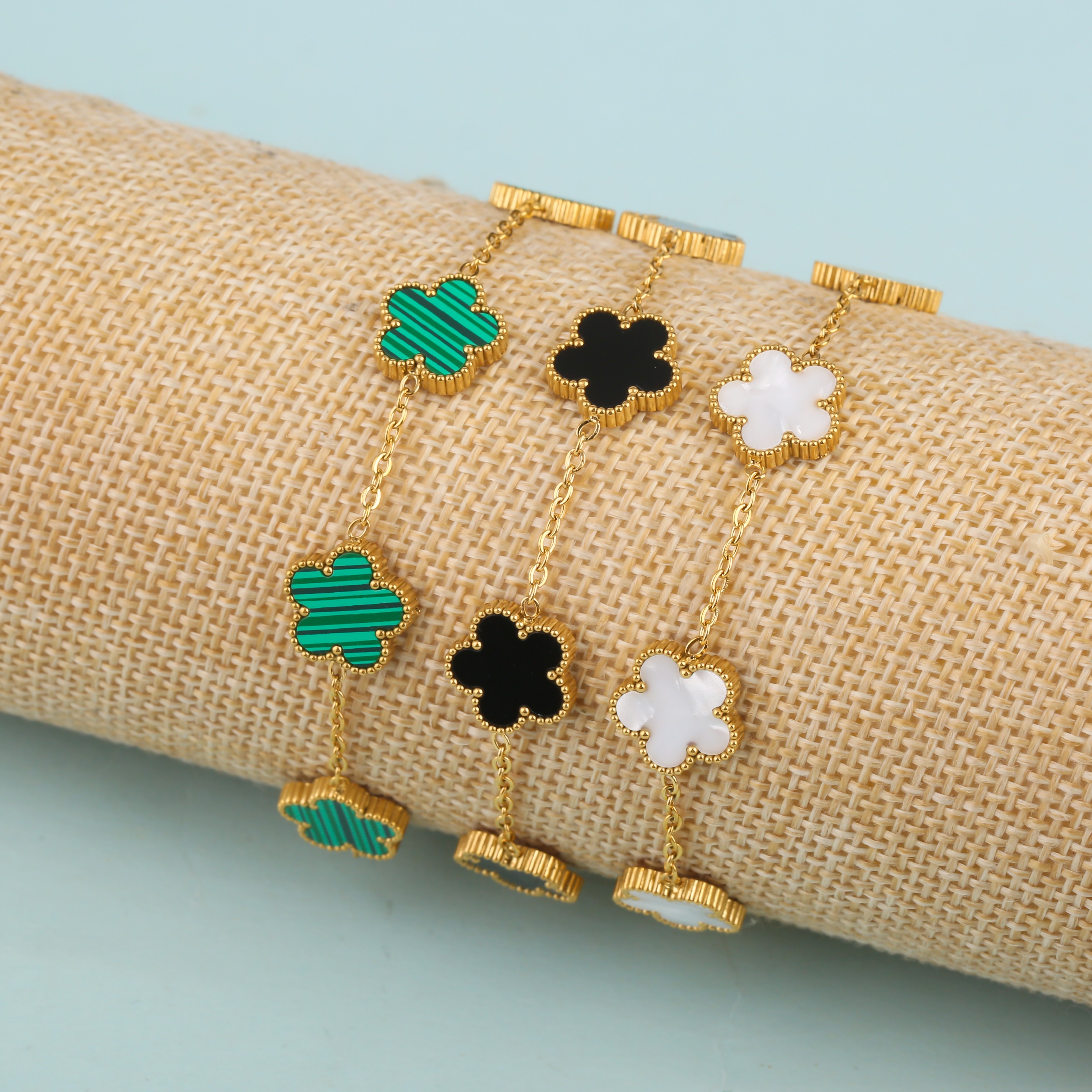 Stainless Steel Adjustable Clover Bracelet