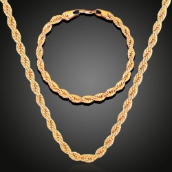 2pcs Twist Chain Necklace & Bracelet Jewelry Set – Elegant Matching Accessories