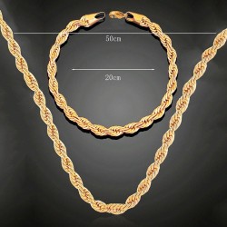 2pcs Twist Chain Necklace & Bracelet Jewelry Set – Elegant Matching Accessories