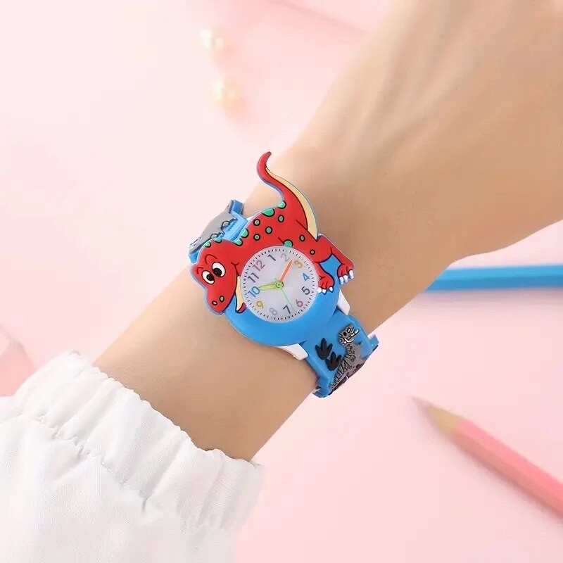 Kids 3D Dinosaur Quartz Watch – Cartoon Silicone Student Watch