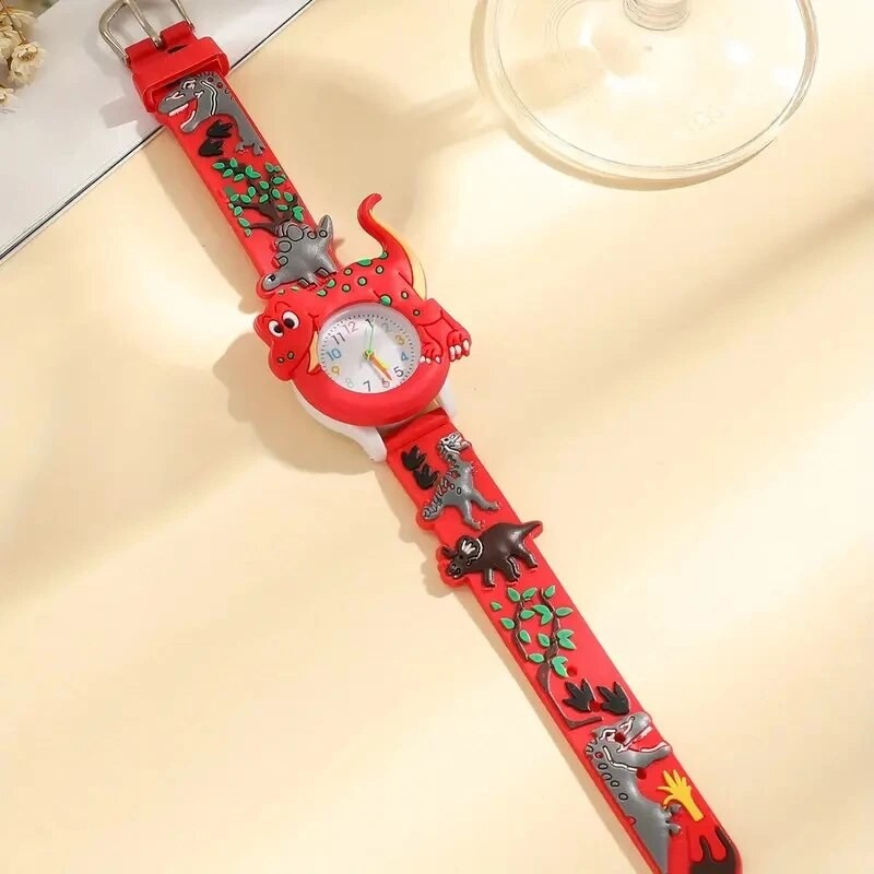 Kids 3D Dinosaur Quartz Watch – Cartoon Silicone Student Watch