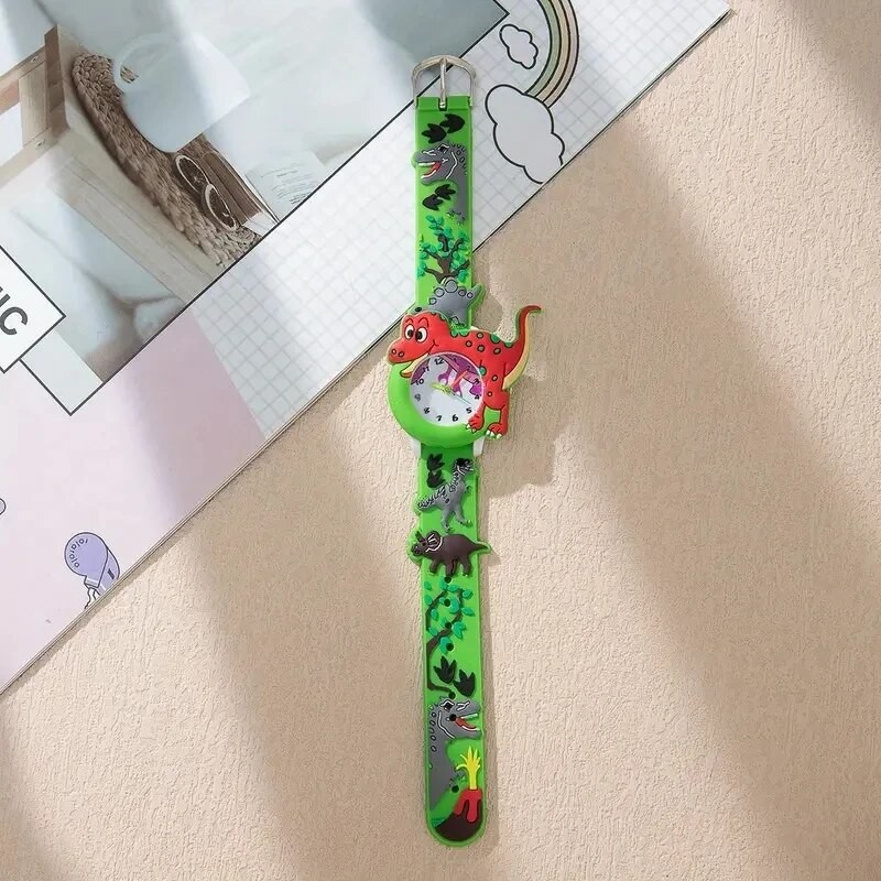 Kids 3D Dinosaur Quartz Watch – Cartoon Silicone Student Watch