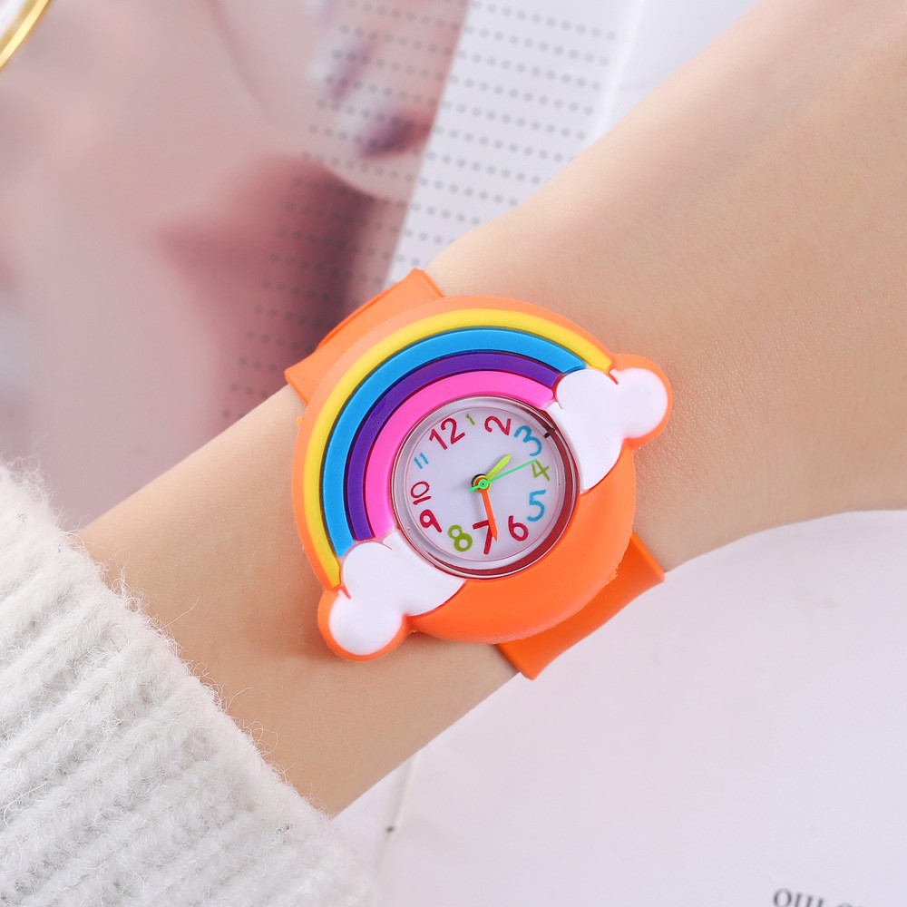 2024 Rainbow Cloud Silicone Kids Watch – Cute Cartoon Quartz Watch for Boys & Girls