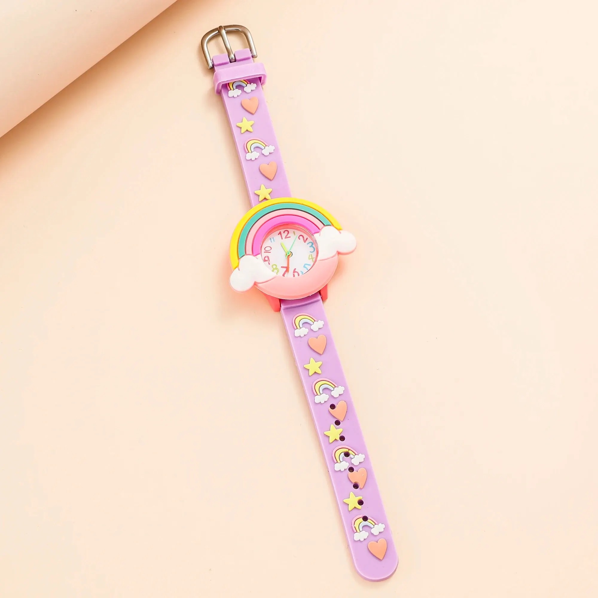 2024 Rainbow Cloud Silicone Kids Watch – Cute Cartoon Quartz Watch for Boys & Girls