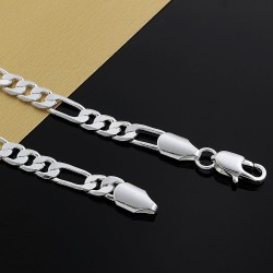 6mm Flat Silver Chain Necklace – High-Quality Unisex Fashion Jewelry