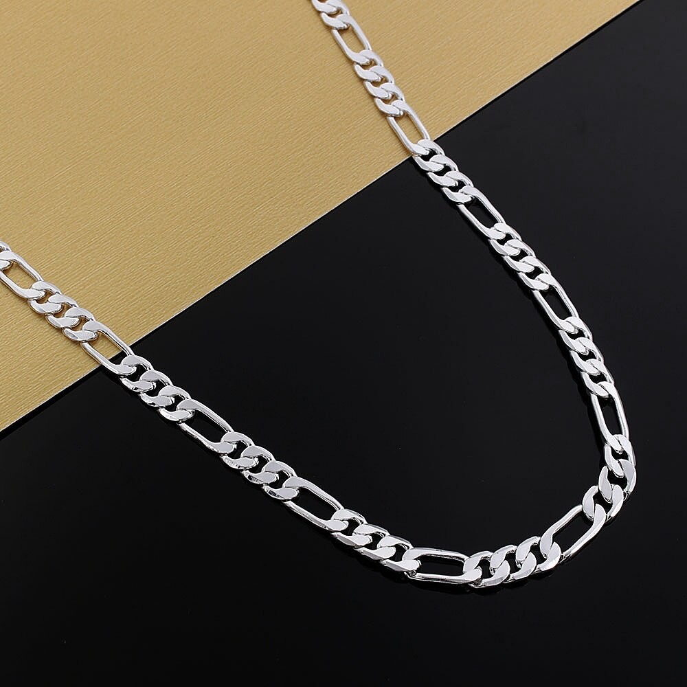 6mm Flat Silver Chain Necklace – High-Quality Unisex Fashion Jewelry