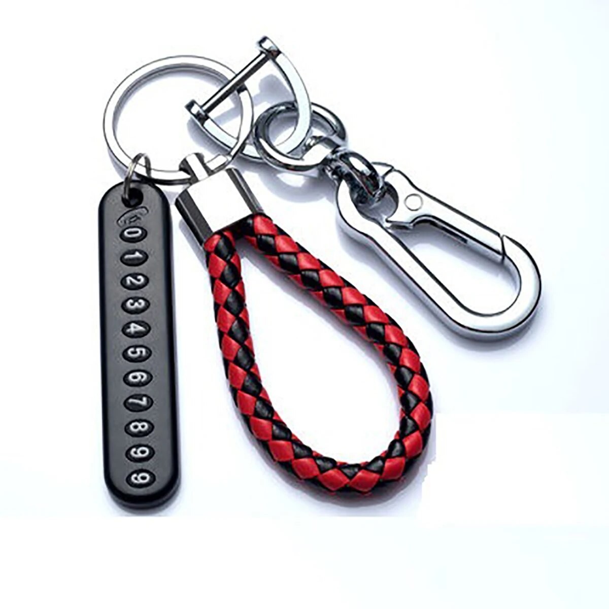 DIY Mobile Number Plate Keychain – Punk Woven Leather Anti-Lost Car Keychain for Men