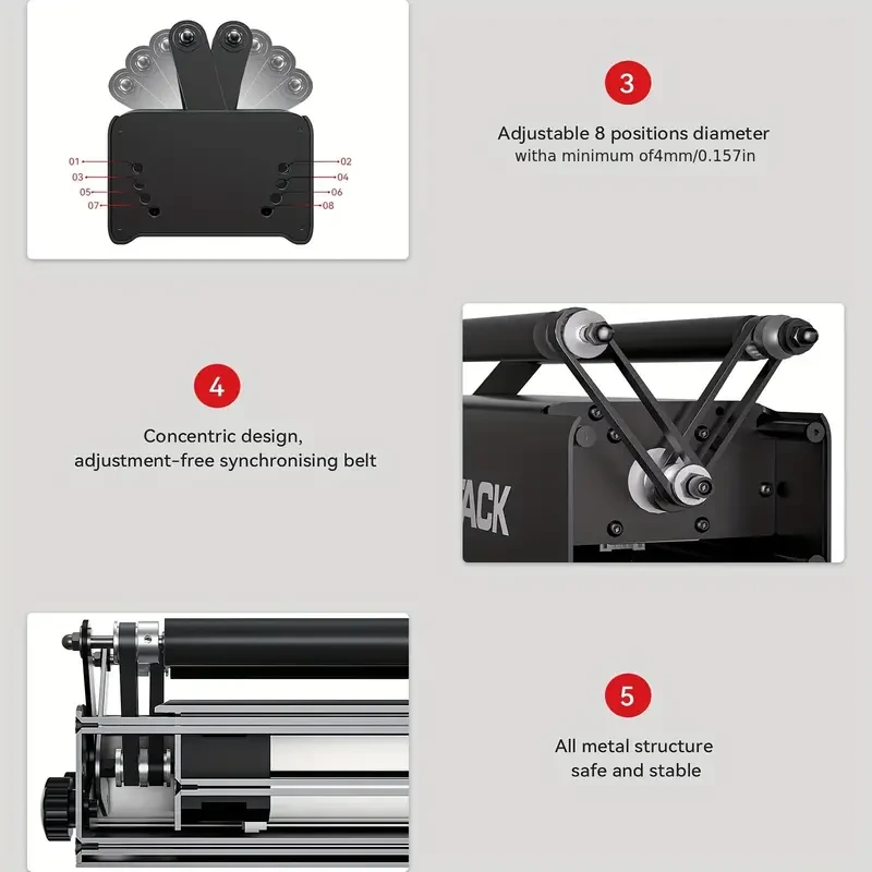 Laser Rotary Roller, Laser Engraver Y-Axis Rotary Roller with 360° Rotating Engraving for Engraving Cylindrical Objects