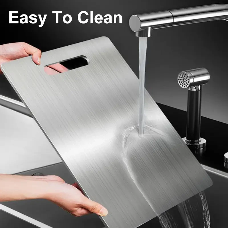 Premium Titanium Stainless Steel Cutting Board - Double-Sided for Preserving Flavors, Food Safe, Perfect for Kitchen & Dining