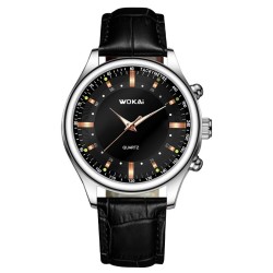 Business Men’s Watch – Faux Three-Eye Roman Numeral Dial with Leather Strap