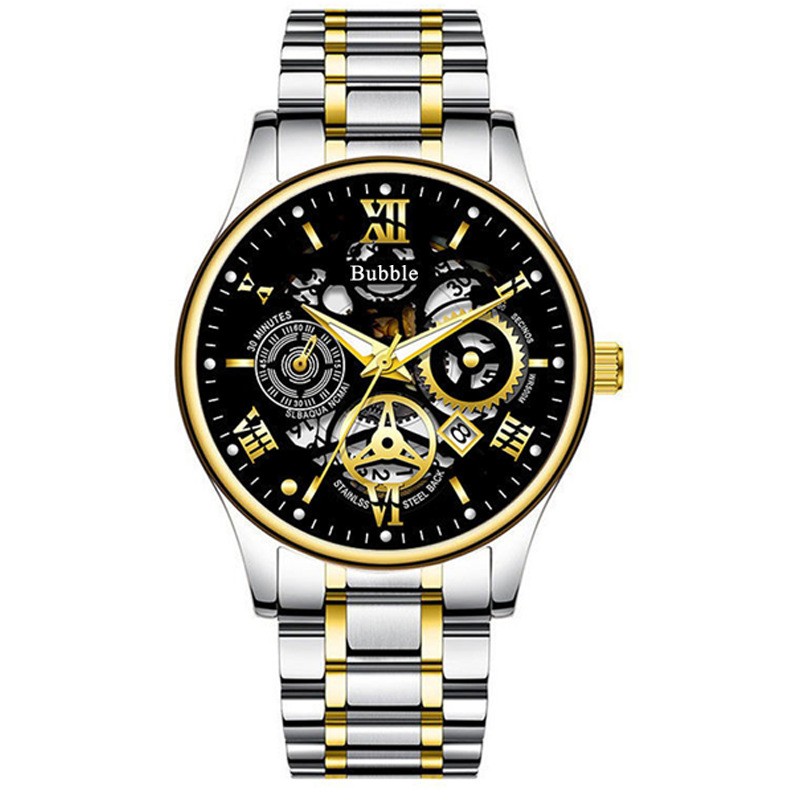 UTHAI Men's Luxury Quartz Watch – Versatile Waterproof Roman Hollow Dial
