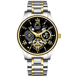 UTHAI Men's Luxury Quartz Watch – Versatile Waterproof Roman Hollow Dial