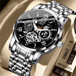 UTHAI Men's Luxury Quartz Watch – Versatile Waterproof Roman Hollow Dial
