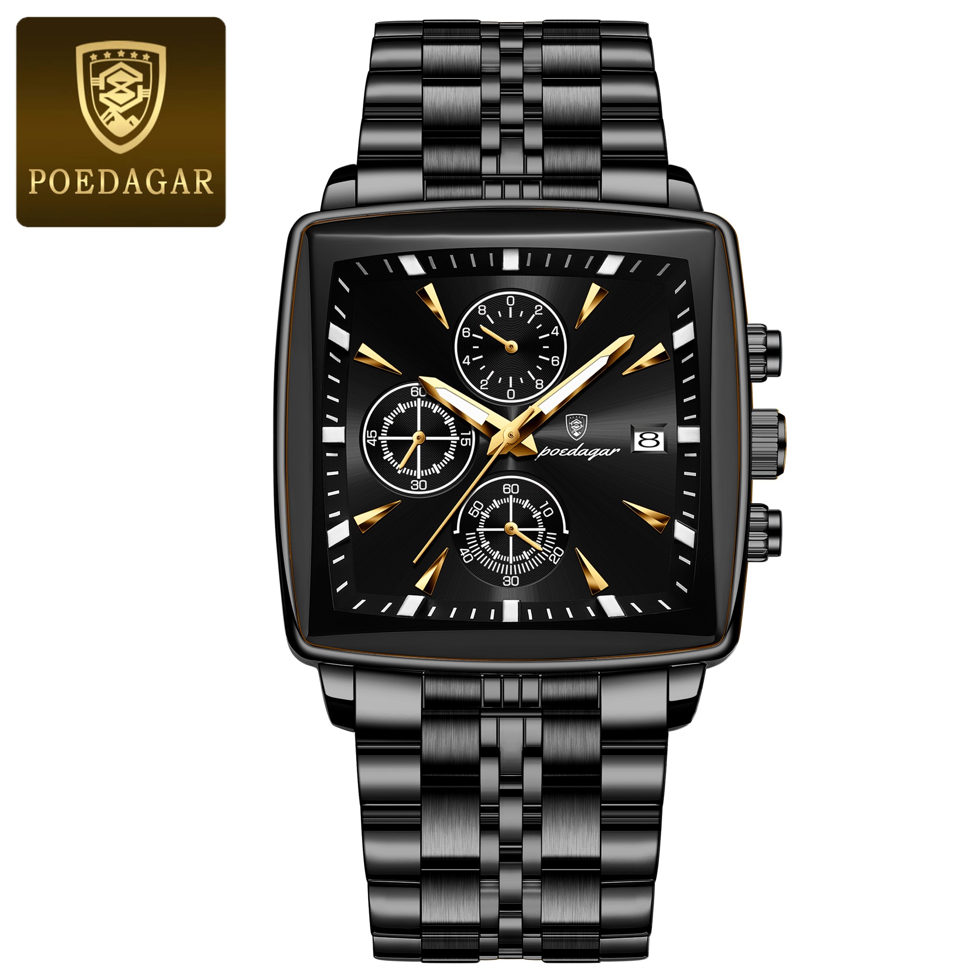 POEDAGAR Luxury Square Men’s Sports Watch