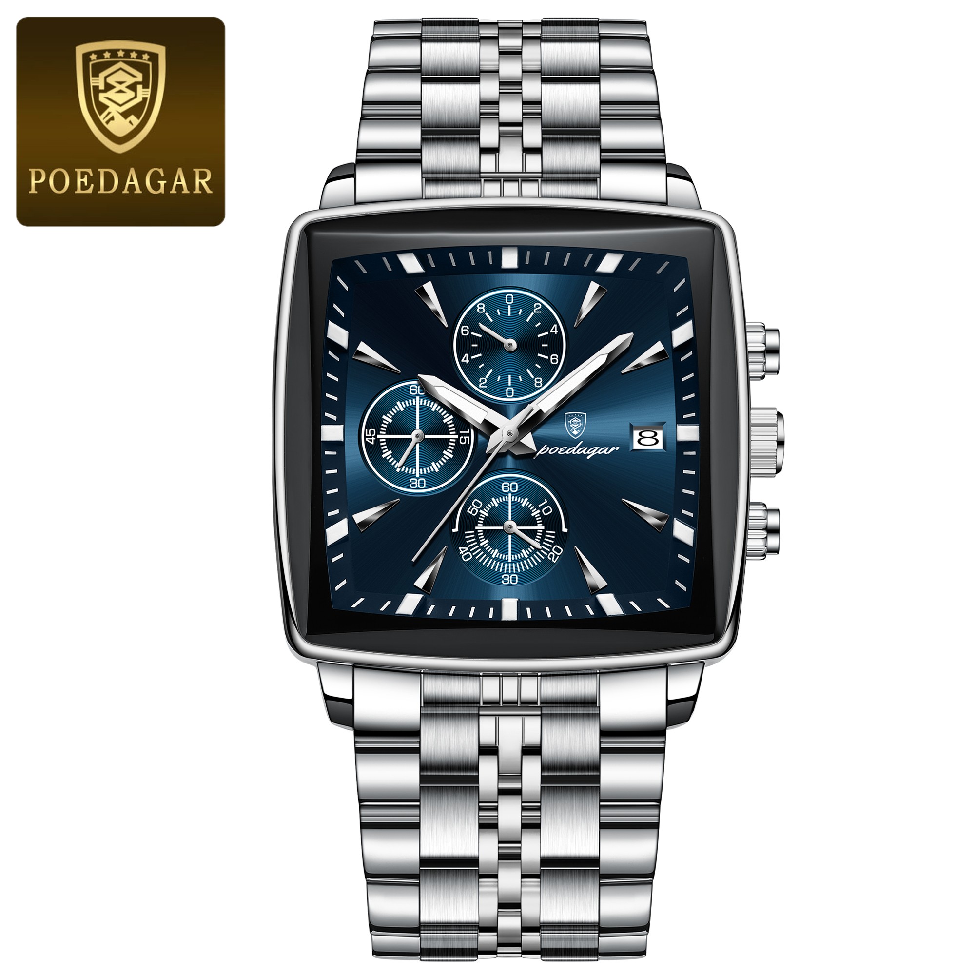 POEDAGAR Luxury Square Men’s Sports Watch