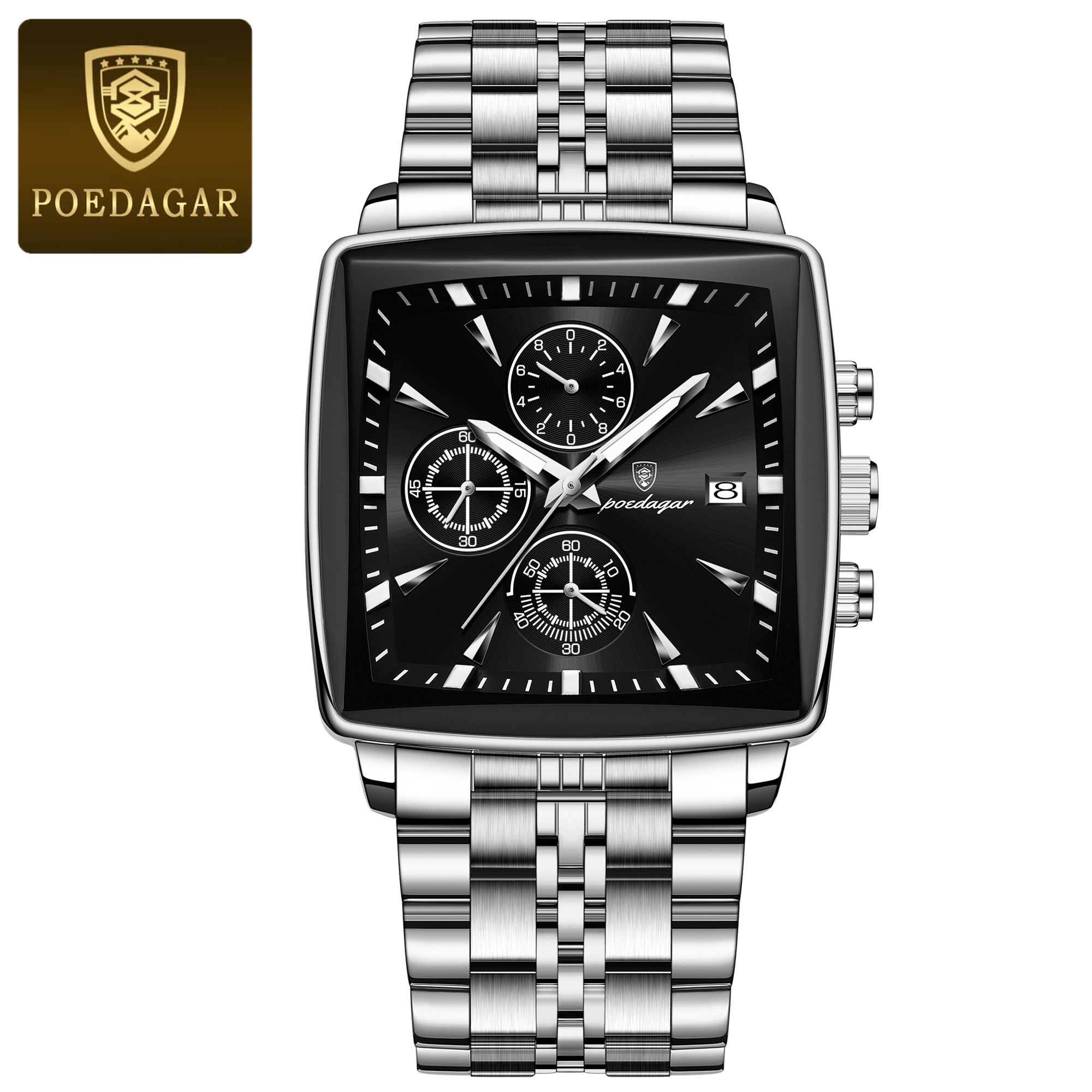 POEDAGAR Luxury Square Men’s Sports Watch