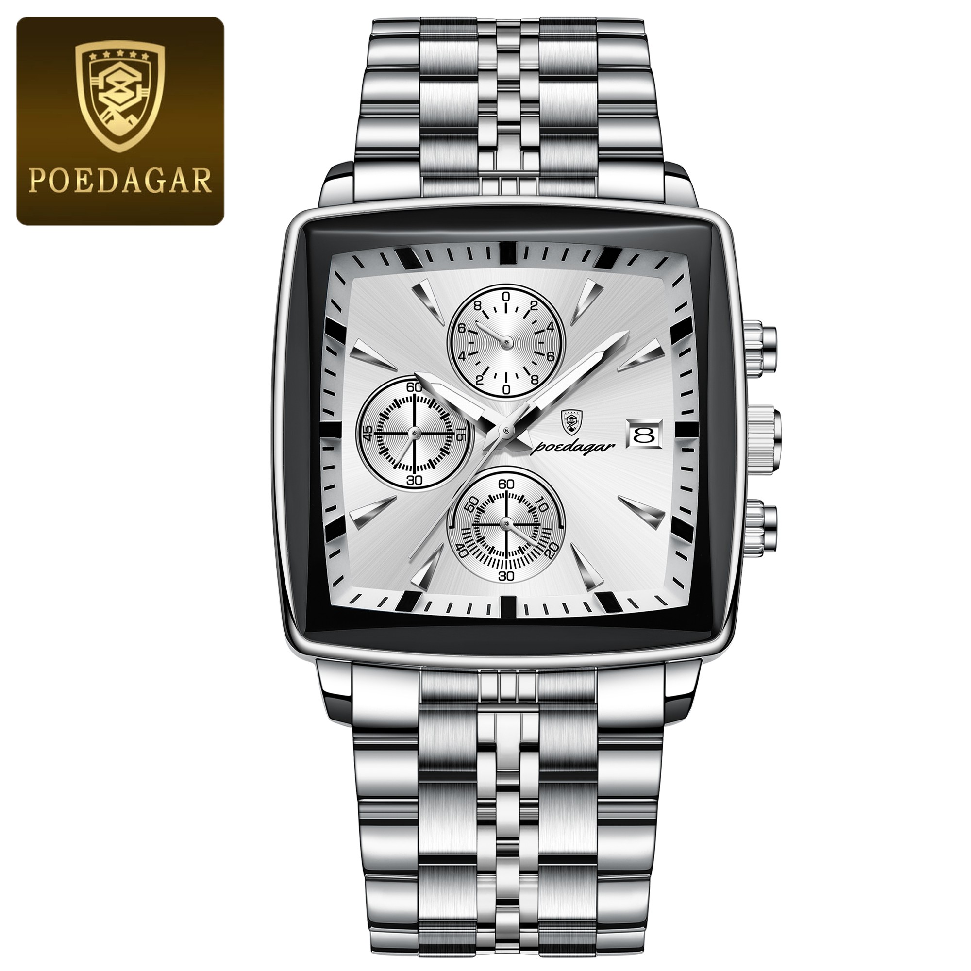 POEDAGAR Luxury Square Men’s Sports Watch