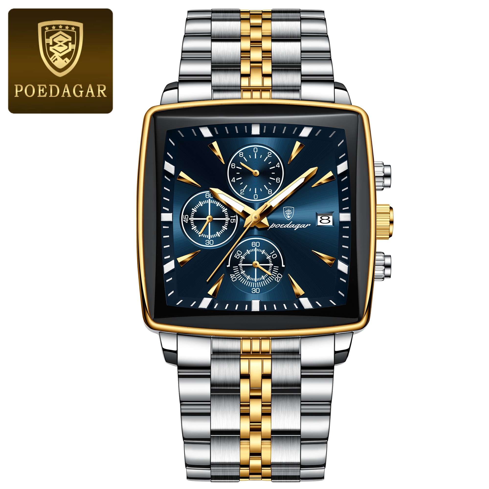 POEDAGAR Luxury Square Men’s Sports Watch