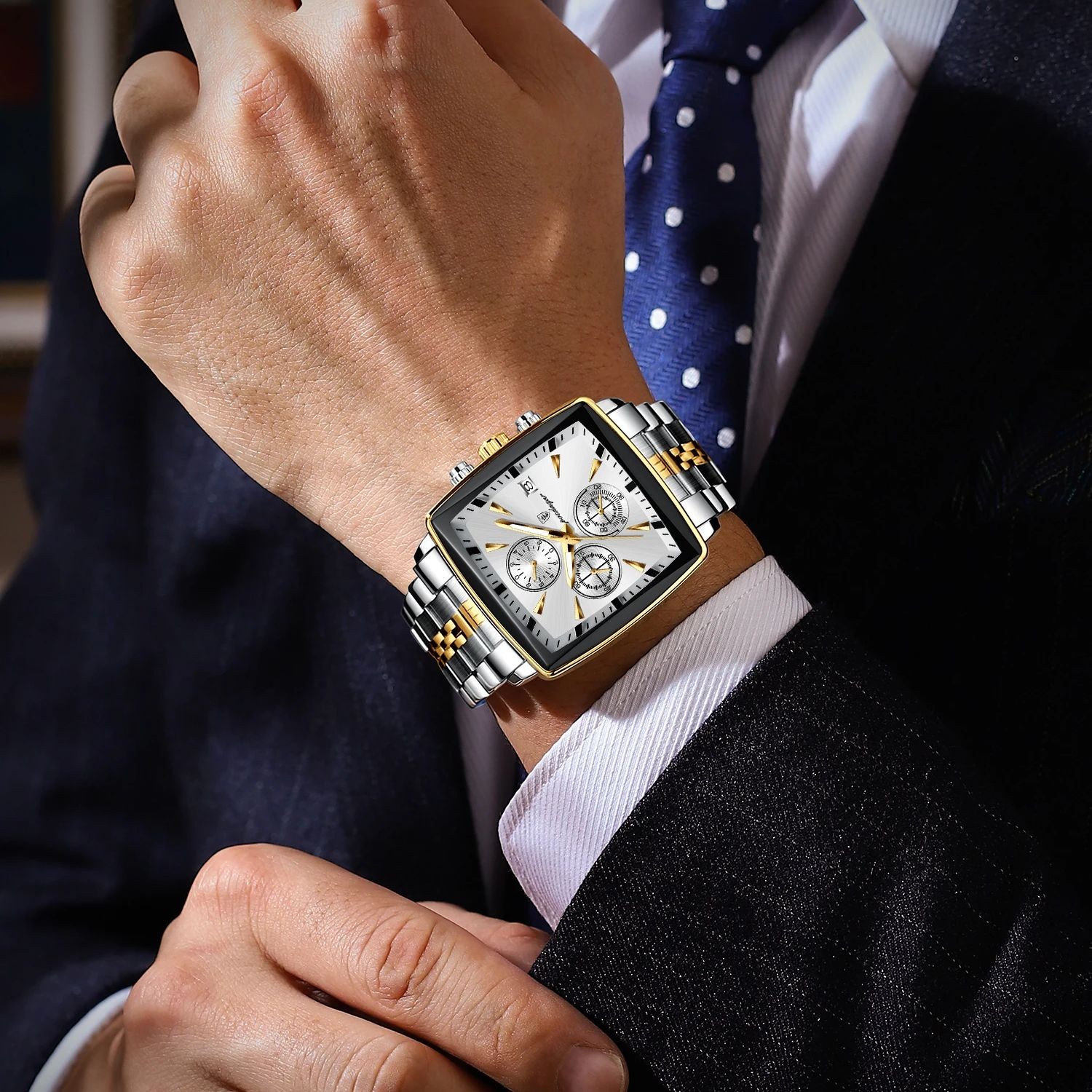 POEDAGAR Luxury Square Men’s Sports Watch