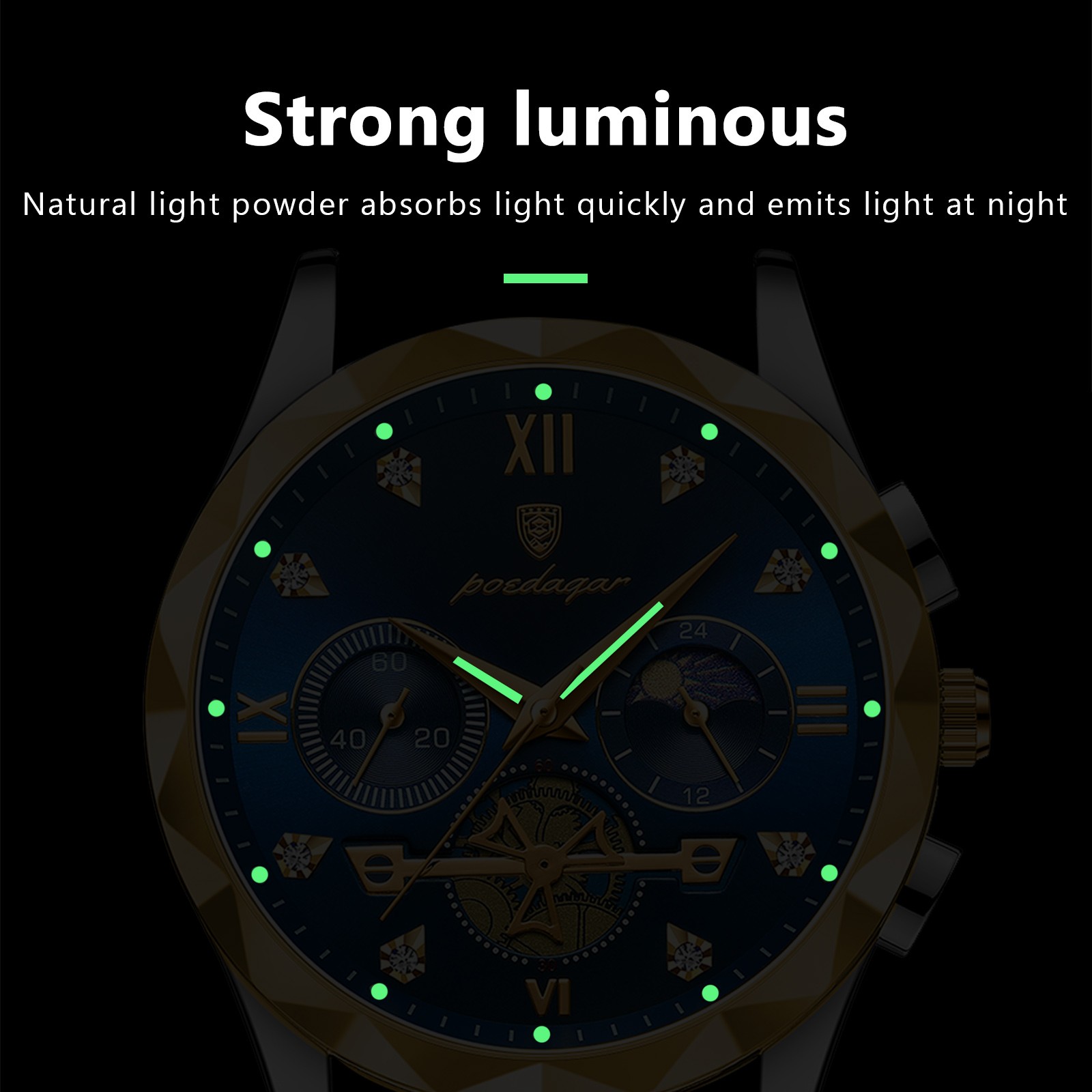 POEDAGAR Luxury Men’s Quartz Chronograph Watch