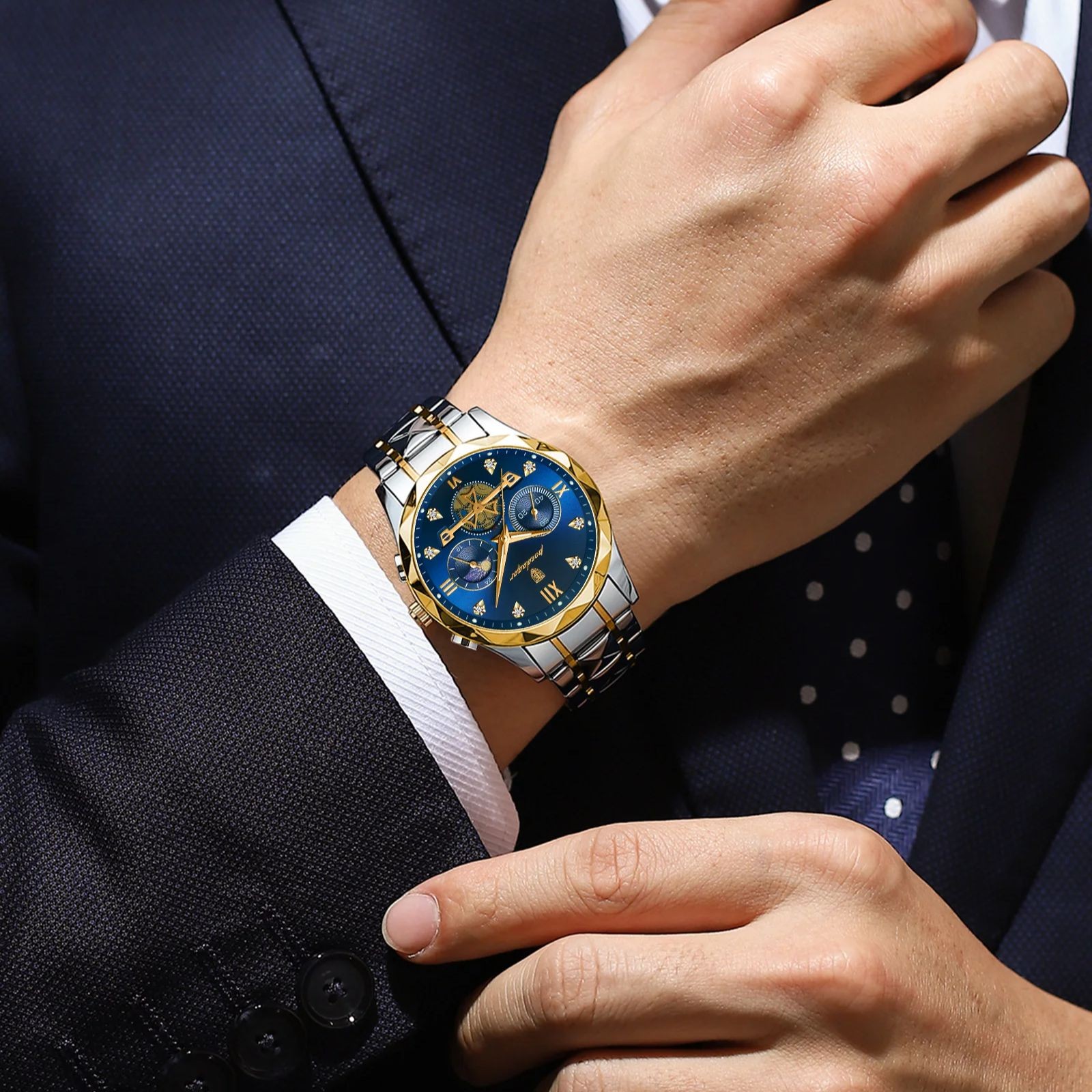 POEDAGAR Luxury Men’s Quartz Chronograph Watch