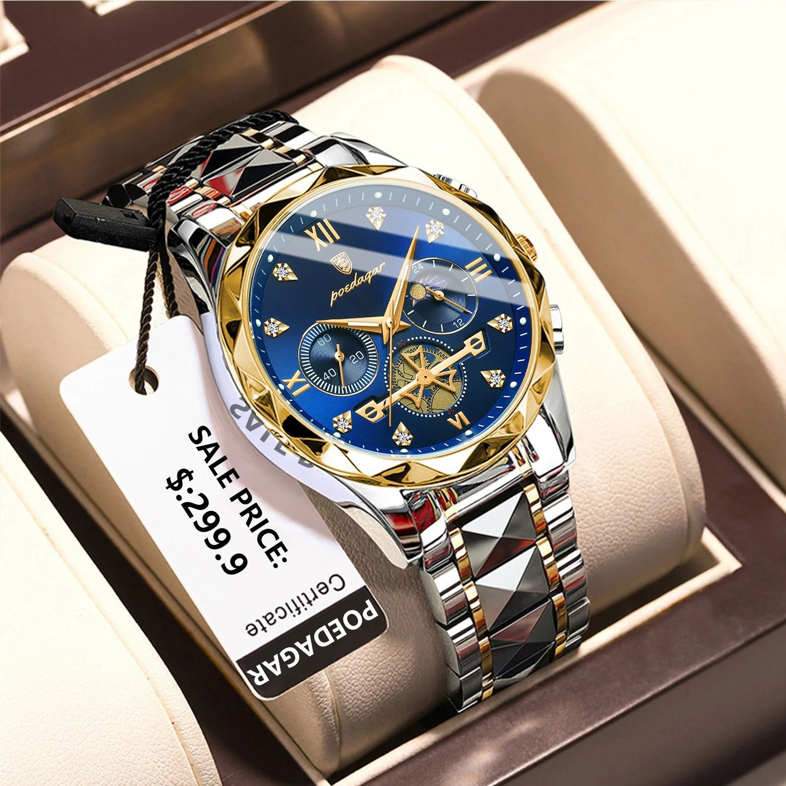 POEDAGAR Luxury Men’s Quartz Chronograph Watch