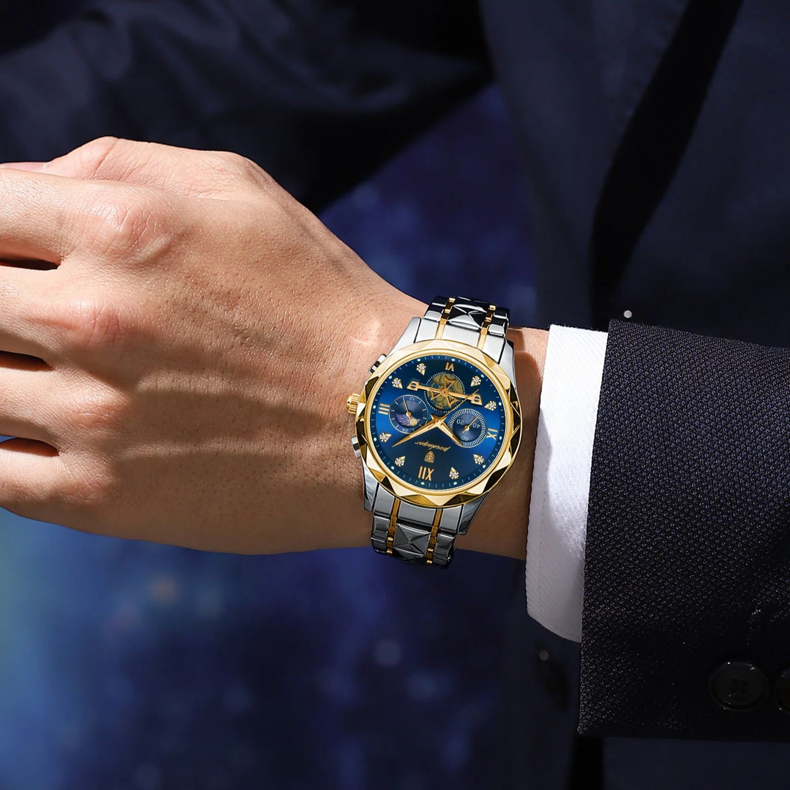 POEDAGAR Luxury Men’s Quartz Chronograph Watch