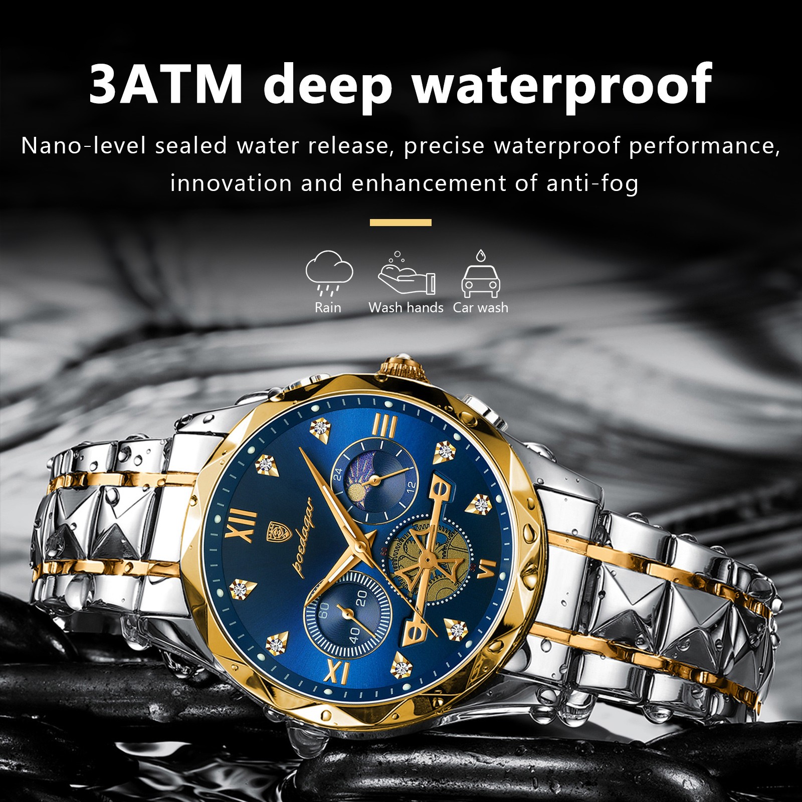 POEDAGAR Luxury Men’s Quartz Chronograph Watch