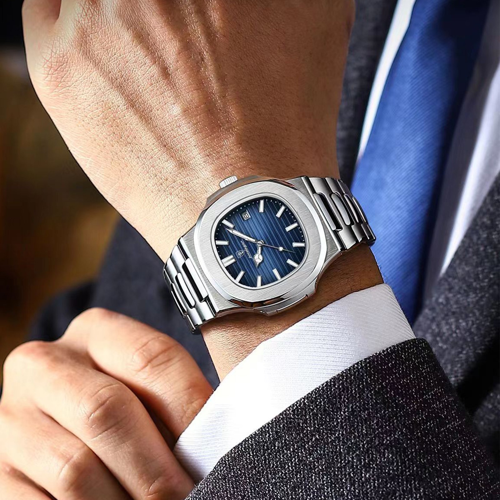 POEDAGAR 2023 Luxury Men’s Square Quartz Watch