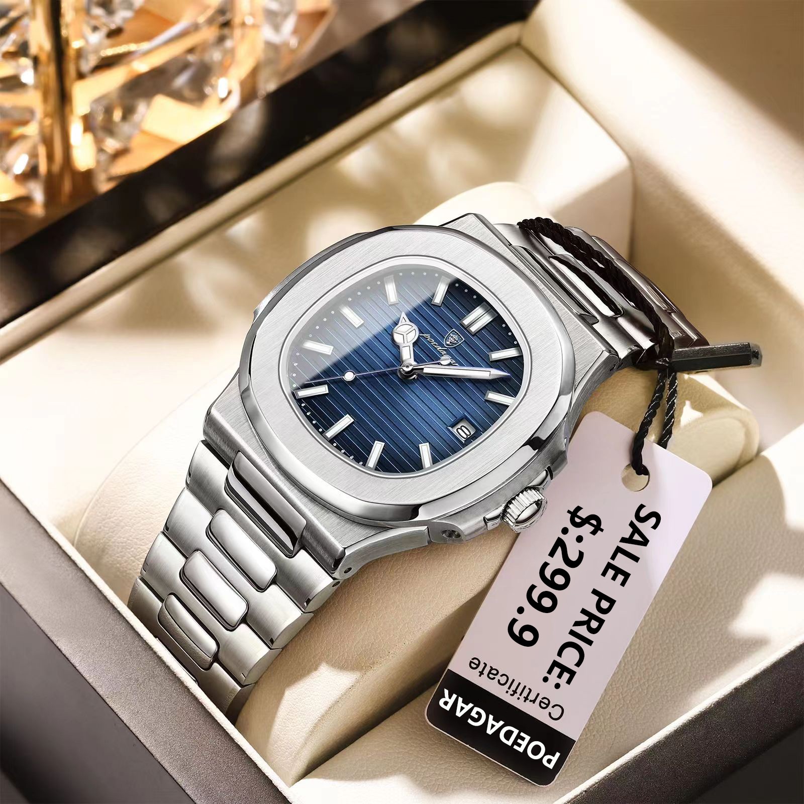 POEDAGAR 2023 Luxury Men’s Square Quartz Watch