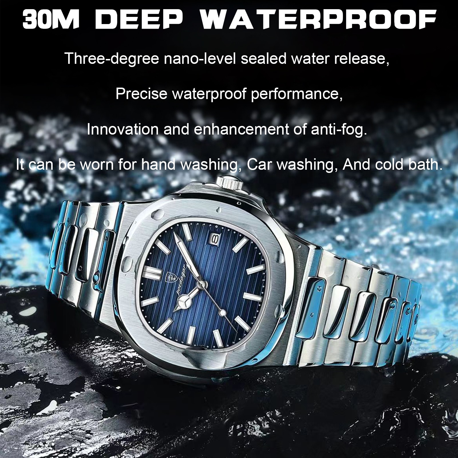POEDAGAR 2023 Luxury Men’s Square Quartz Watch
