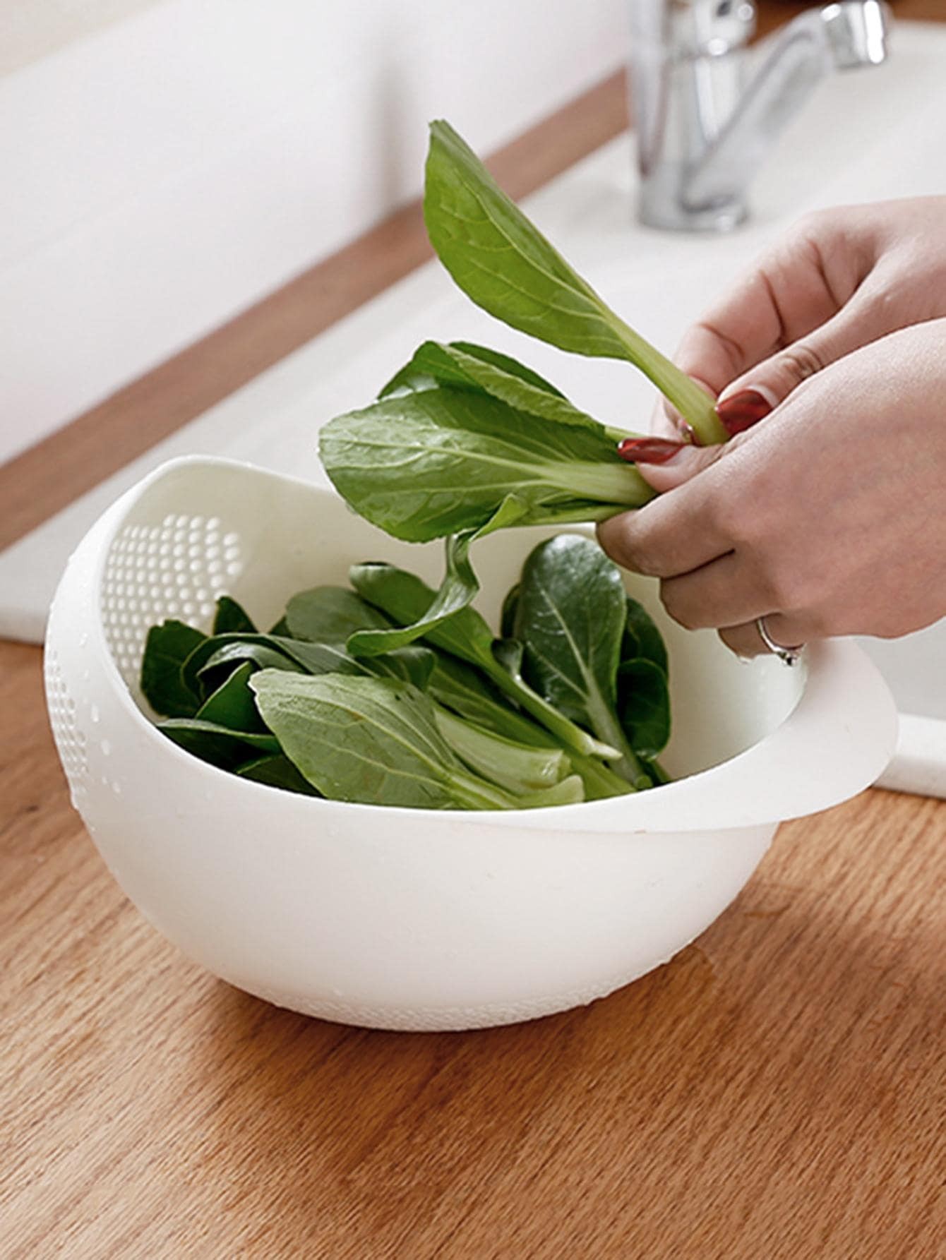 Silicone Colander Drain Basket – Rice Bowl, Fruit Washing Basket