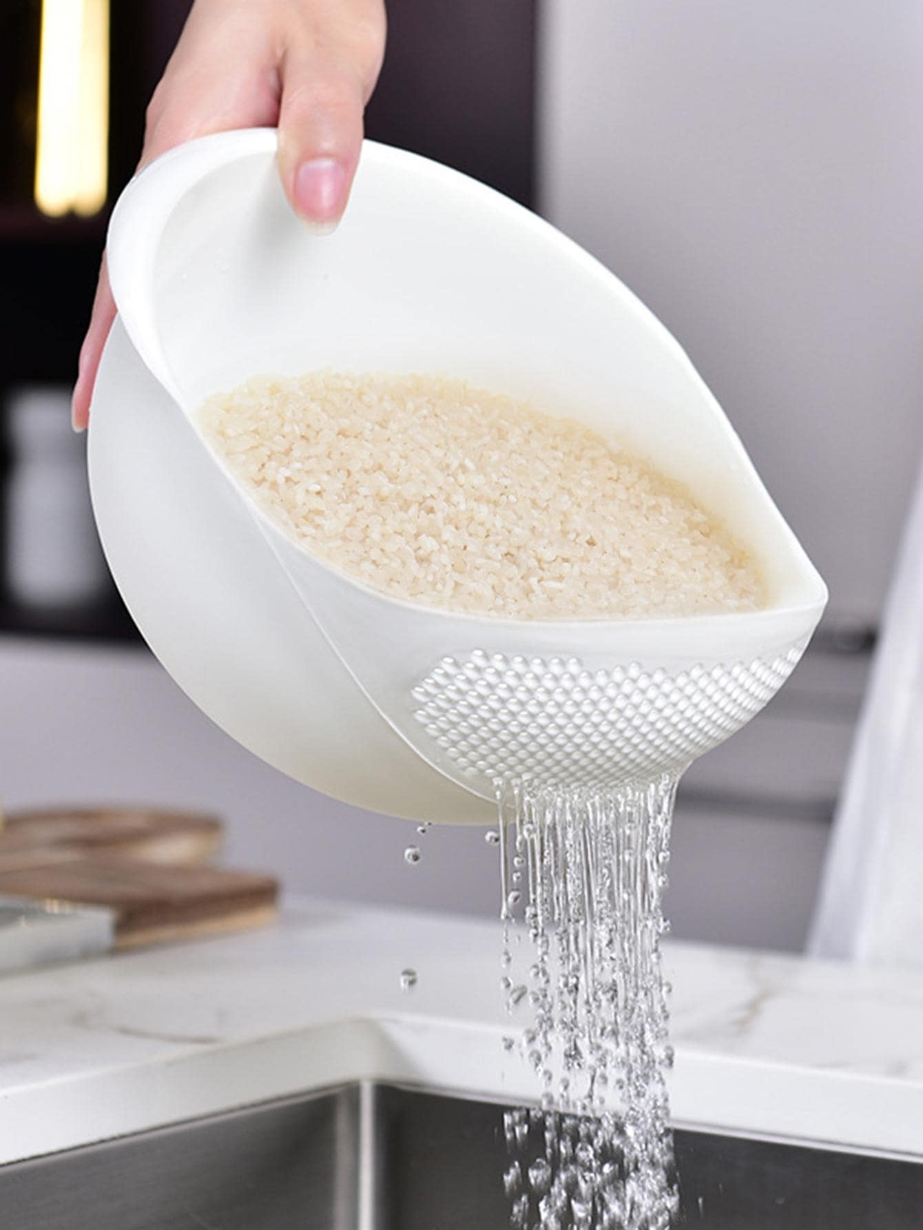 Silicone Colander Drain Basket – Rice Bowl, Fruit Washing Basket
