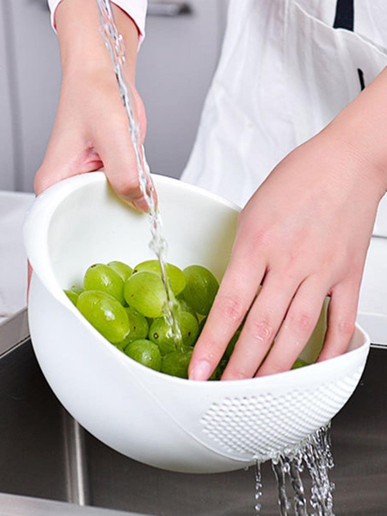 Silicone Colander Drain Basket – Rice Bowl, Fruit Washing Basket