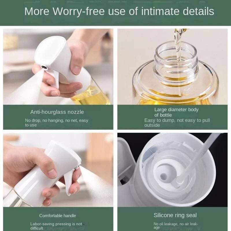 1Pc Oil Spray Bottle – 200/300/500ML Kitchen Olive Oil Mist Sprayer