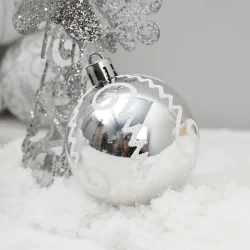 Christmas Decoration Supplies Silver Colored Drawing Ball Package