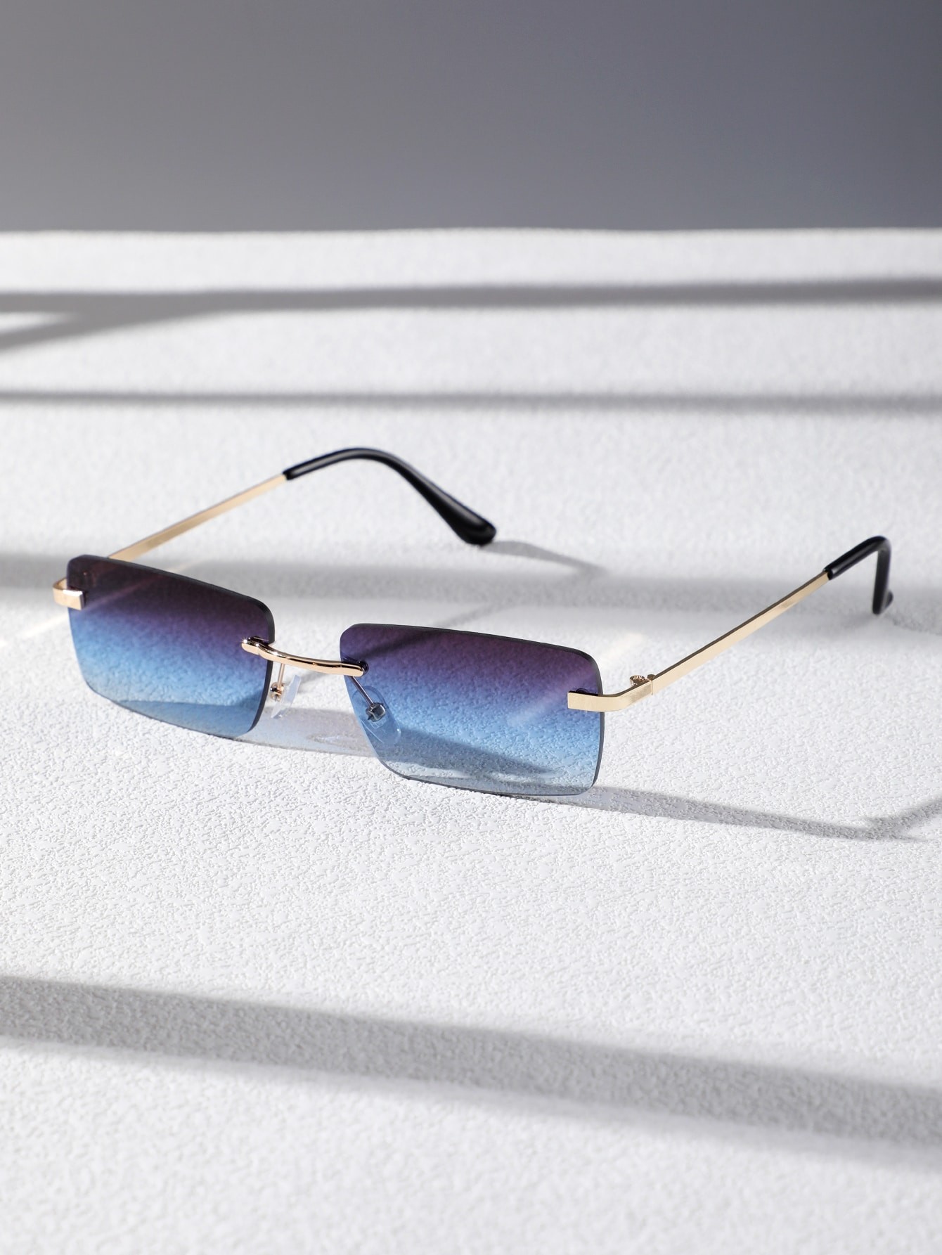 Unisex Metal Square Frame Rimless Sunglasses