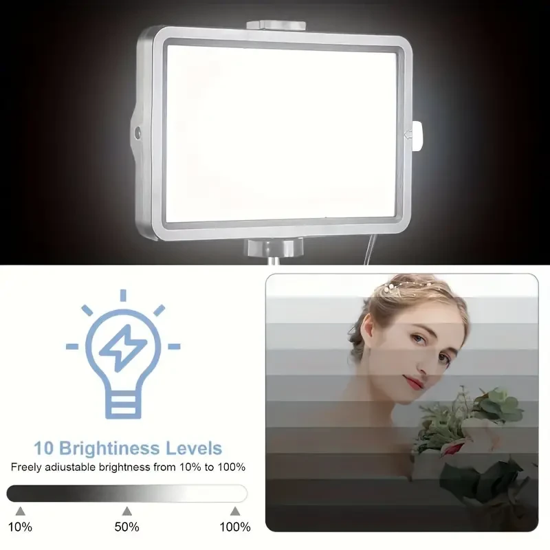 LED Photo Fill Light with Dimmable USB-Powered Panel, 4 Color Filters, 50-Inch Tripod Stand, Portable Studio Lighting for Photography, Video Recording, and Streaming