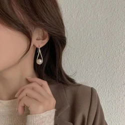 Real Gold Plating Rhinestone Pearl Ear Hook Fashion