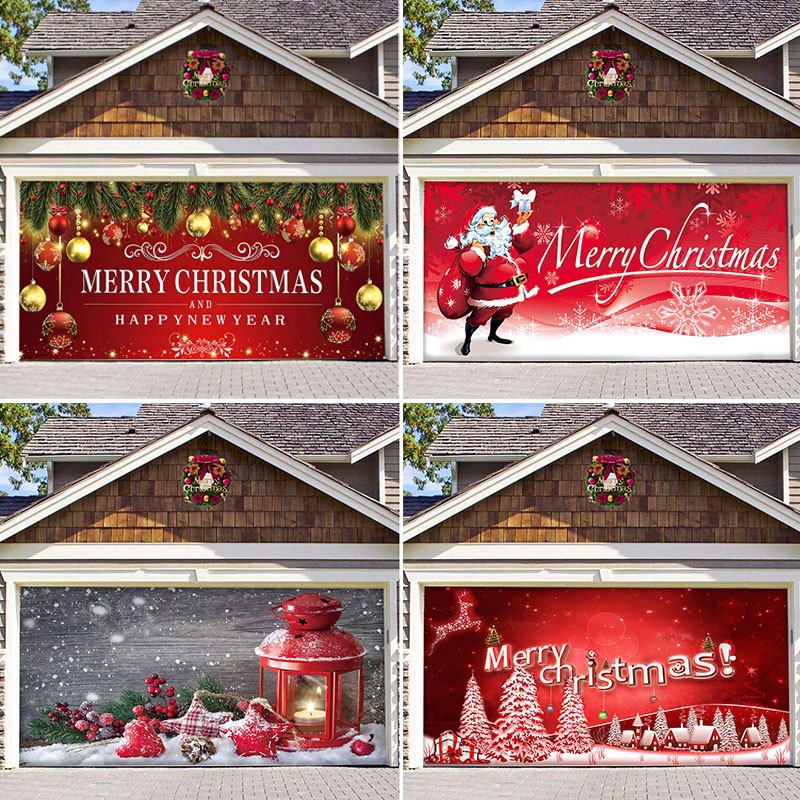 Christmas Background Fabric Garage Door Decoration Holiday Party