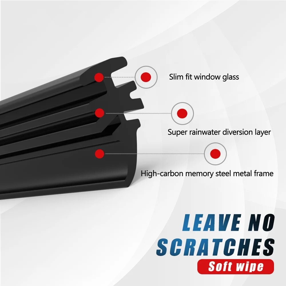 Car Wiper Blade Refill Strips – Frameless Windshield Rubber Wiper for 14" to 28"