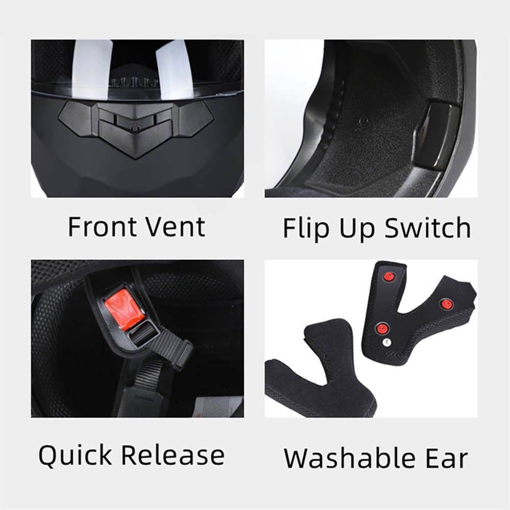 BLD Personalized Full Face Motorcycle Helmet – Dual Lens Flip-Up Helmet