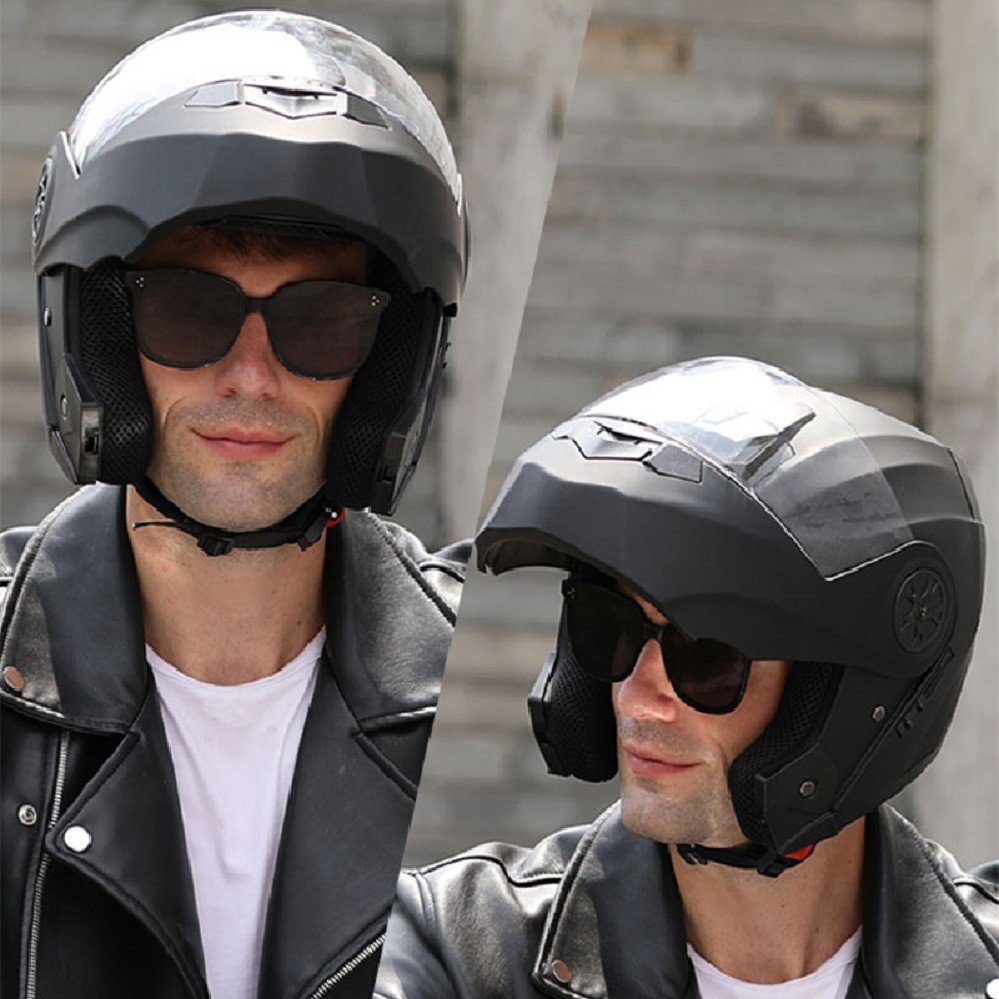 BLD Personalized Full Face Motorcycle Helmet – Dual Lens Flip-Up Helmet