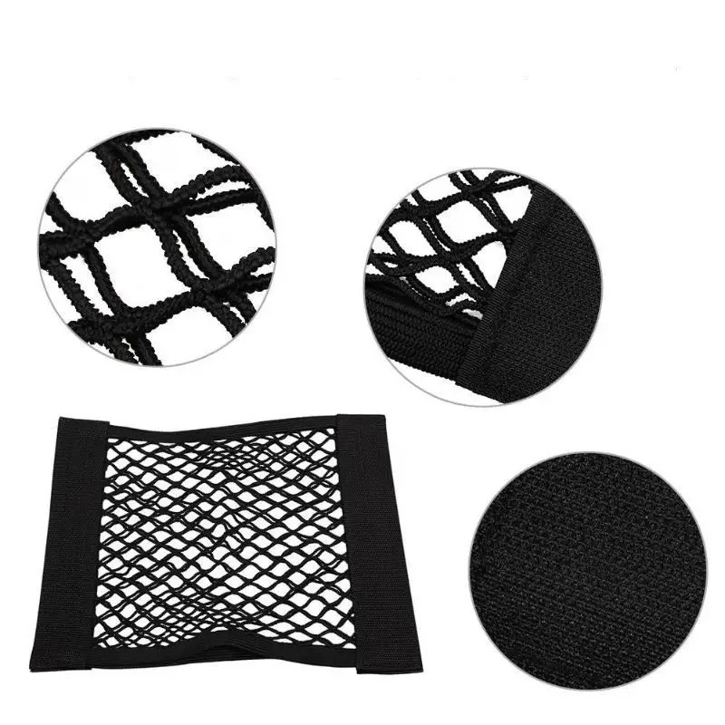Universal Double Mesh Car Storage Bag – Trunk Storage Net & Fire Extinguisher Fixed Holder