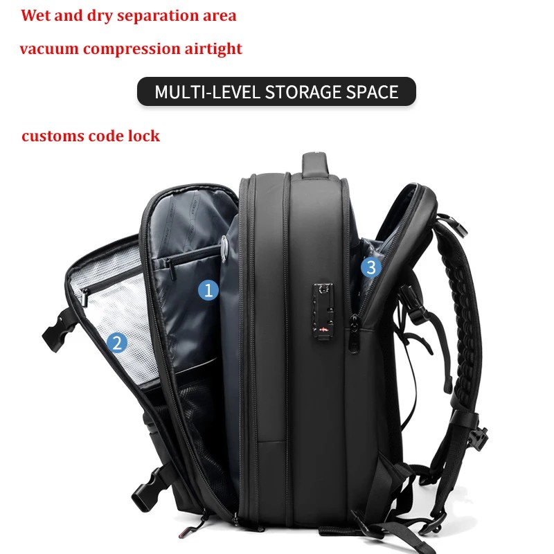 17-Inch Laptop Travel Backpack – Expandable Business & School Backpack with Vacuum Compression for Men