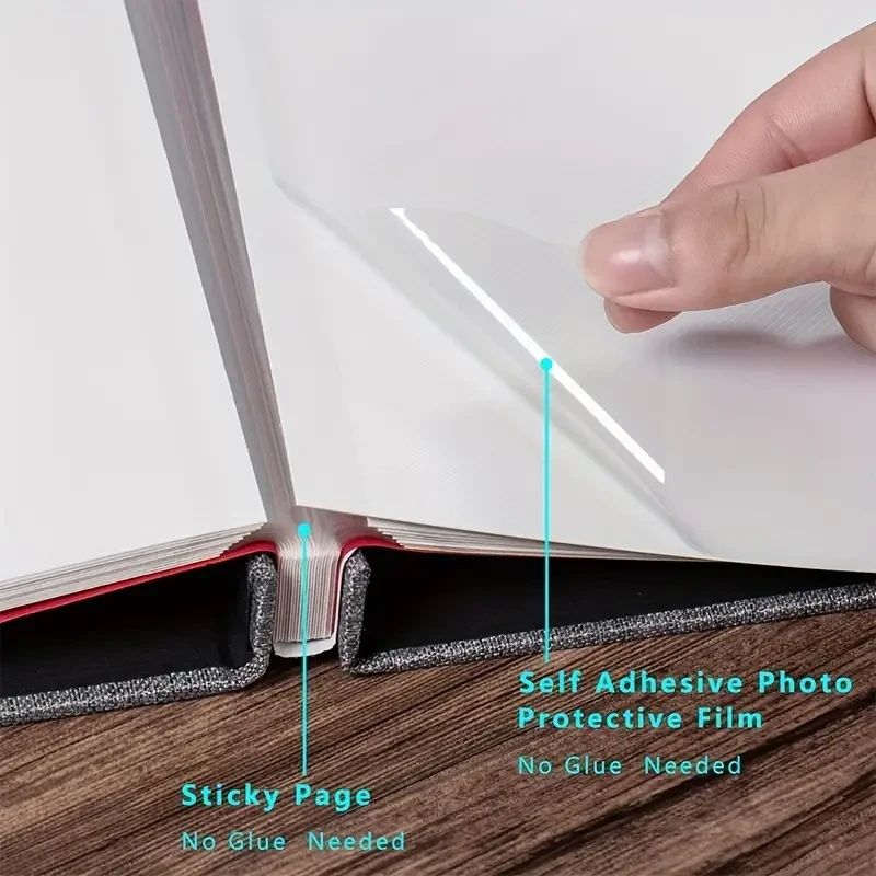 Luxurious Linen Cover DIY Photo Album - Self-Adhesive Magnetic Scrapbook with 40 Pages, 11x10.6 Inch