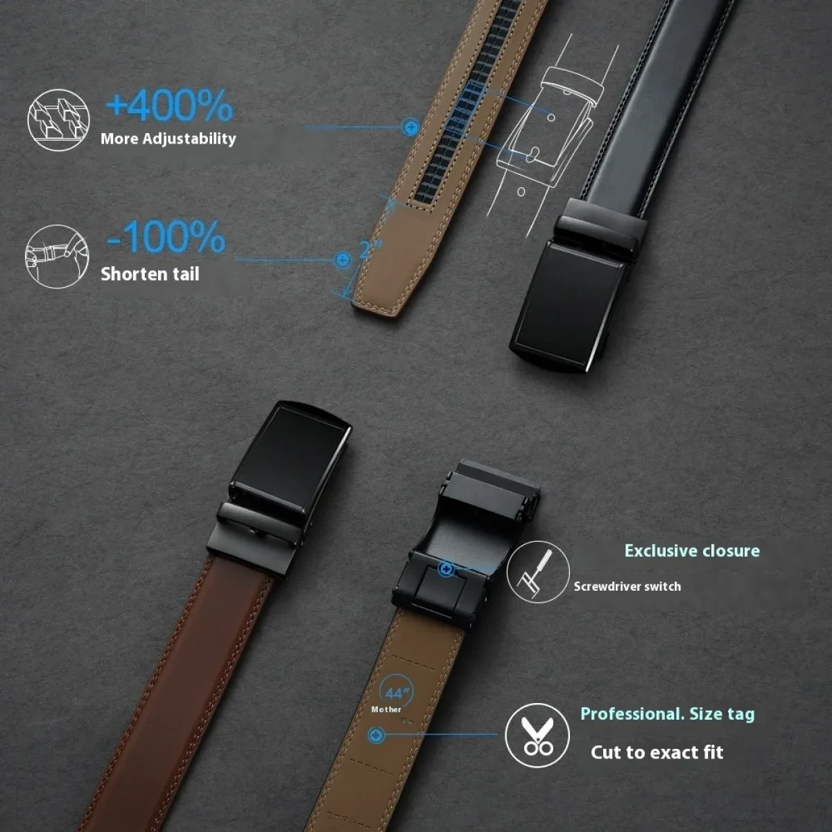 Microfiber Leather Men's Ratchet Belt