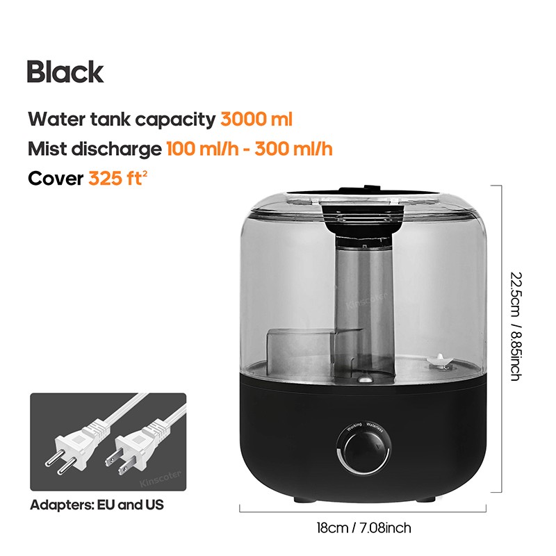 KINSCOTER 3L Air Humidifier – Large Capacity Aroma Diffuser with Remote Control & Timer